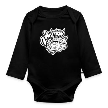 Professional Overthinker Lustig Grübeln Angst Logo - Baby Bio-Langarm-Body - Schwarz - Vorne