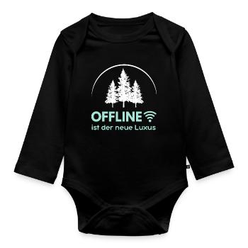 Offline ist der neue Luxus - Minimalistisches Intr - Baby Bio-Langarm-Body - Schwarz - Vorne