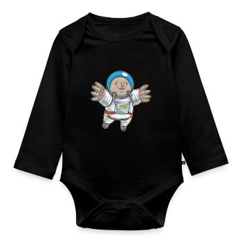 Astronaute Taupe Espace - Body Bébé bio manches longues - noir - Devant