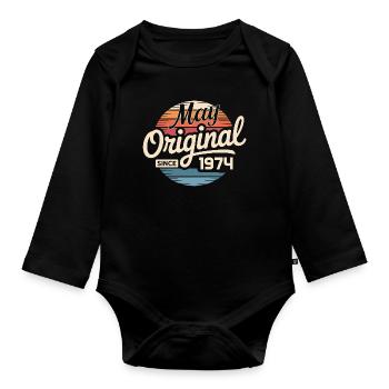 Legends since May 1974 – The original design - Organic Longsleeve Baby Bodysuit - black - Front