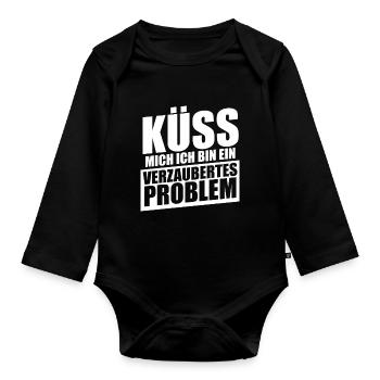 Küss mich ich bin ein verzaubertes Problem - Baby Bio-Langarm-Body - Schwarz - Vorne