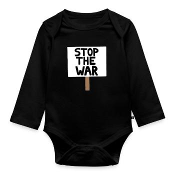 Panneau de protestation contre la guerre - Body Bébé bio manches longues - noir - Devant