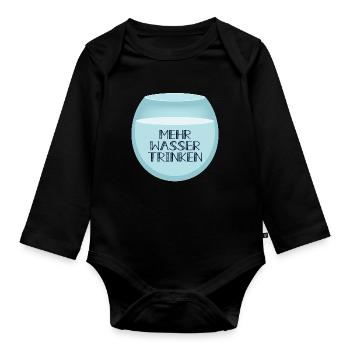 Mehr Wasser trinken - Baby Bio-Langarm-Body - Schwarz - Vorne