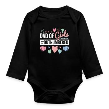 Dad of Girls Dad Girl Saying Gift - Organic Longsleeve Baby Bodysuit - black - Front