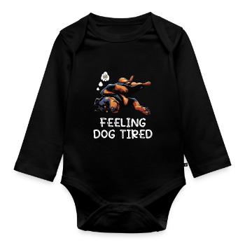 Se sentir fatigué par le chien Propriétaire de rottweiler - Body Bébé bio manches longues - noir - Devant