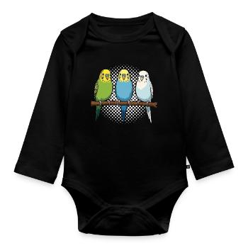 Budgerigars Budgie Owners Budgies - Organic Longsleeve Baby Bodysuit - black - Front