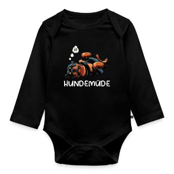 Hundemüde Rottweiler Rottweilerbesitzer Rottie - Baby Bio-Langarm-Body - Schwarz - Vorne