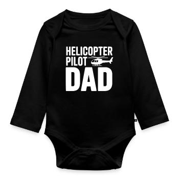 Helicopter Pilot Dad - Organic Longsleeve Baby Bodysuit - black - Front