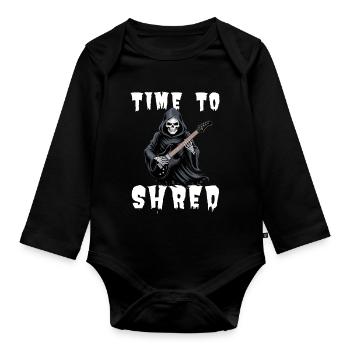Time To Shred Grim Reaper Guitar - Organic Longsleeve Baby Bodysuit - black - Front