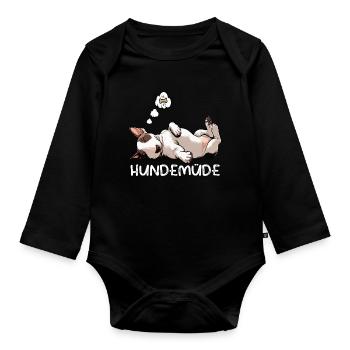 Hundemüde Miniatur Bullterrier Bully Bullterrier - Baby Bio-Langarm-Body - Schwarz - Vorne