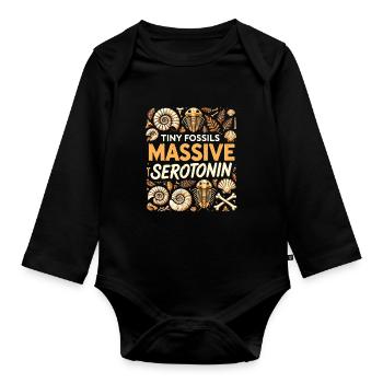 Small fossils, great luck | Fossil hunting - Organic Longsleeve Baby Bodysuit - black - Front