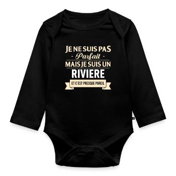 Je Ne Suis Pas Parfait Mais Je Suis Un Riviere ... - Body Bébé bio manches longues - noir - Devant