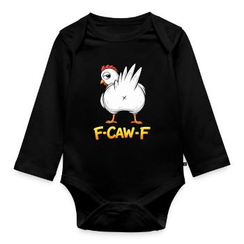 F-Caw-F poulet Humour adulte Coq drôle Fcawf - Body Bébé bio manches longues - noir - Devant