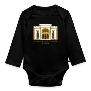 Moldau, Handzeichnung Nationalmuseum Chisinau - Baby Bio-Langarm-Body - Schwarz - Vorne