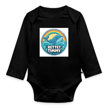 Rettet Timmy – Save Our Whale - Organic Longsleeve Baby Bodysuit - black - Front