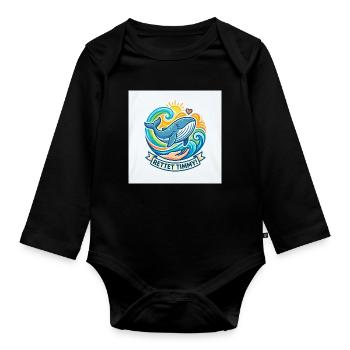 Save Timmy: Whales in the Colour Waves - Organic Longsleeve Baby Bodysuit - black - Front