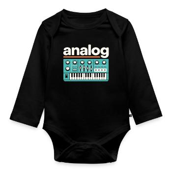 Musique rétro à synthétiseur analogique - Body Bébé bio manches longues - noir - Devant