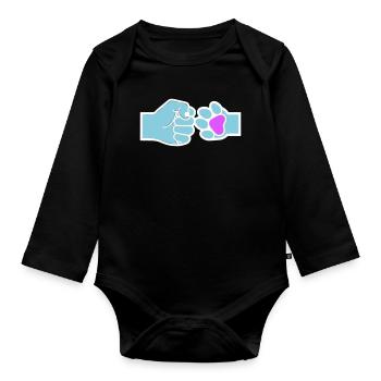 Fist Paw Check Human Animal Team - Organic Longsleeve Baby Bodysuit - black - Front