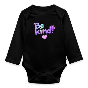 Sei freundlich Kawaii Angel Lavendel Christian Design - Baby Bio-Langarm-Body - Schwarz - Vorne