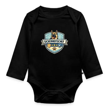 Sicherheitschef Schäferhund Logo - Baby Bio-Langarm-Body - Schwarz - Vorne