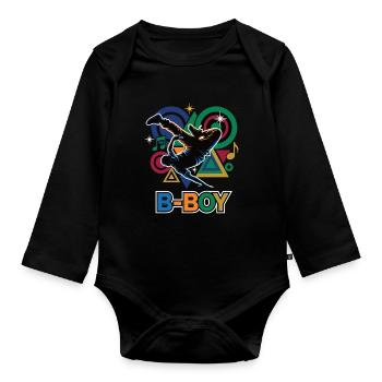 Breakdance B-Boy Hip Hop Streetdance Style - Body Bébé bio manches longues - noir - Devant