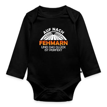 Ostsee AUF NACH FEHMARN UND GLÜCK IST PERFEKT - Baby Bio-Langarm-Body - Schwarz - Vorne