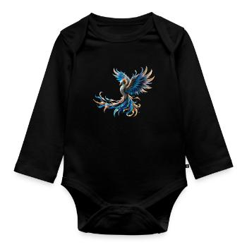 Fire Blue Phoenix - Organic Longsleeve Baby Bodysuit - black - Front