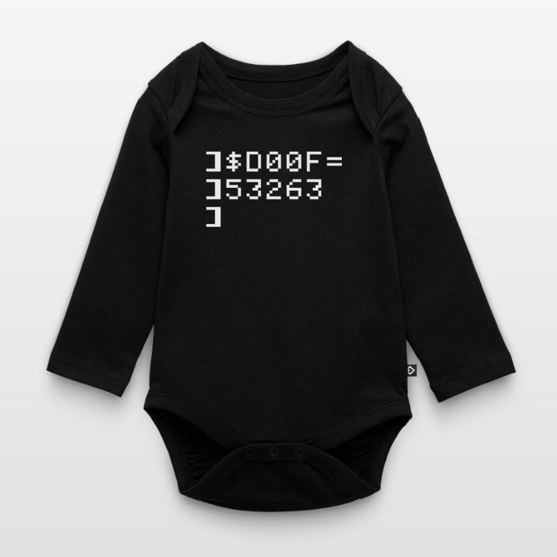 DOOF 8-Bit Code Nerd Pixel Terminal Retro Organic Longsleeve Baby Bodysuit
