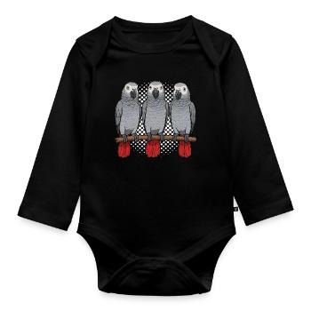 African grey parrot parrot owner parrot keeper - Organic Longsleeve Baby Bodysuit - black - Front