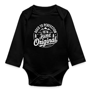 Juni 1974 – Legende der Gipfel und Berge - Baby Bio-Langarm-Body - Schwarz - Vorne