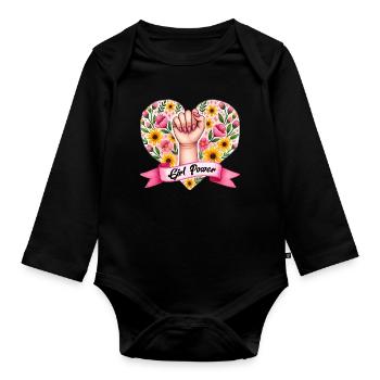 Girl Power - Organic Longsleeve Baby Bodysuit - black - Front
