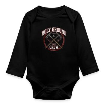 Holy Ground Crew Christlicher Baseball Glaube - Baby Bio-Langarm-Body - Schwarz - Vorne