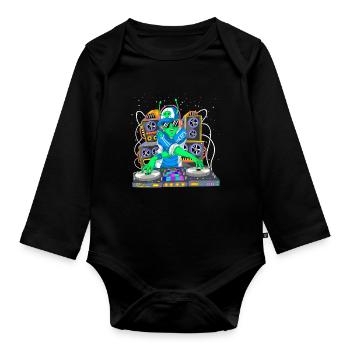 DJ Alien Space Music Producer Tech Art - Organic Longsleeve Baby Bodysuit - black - Front