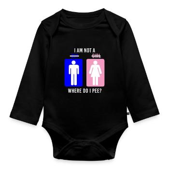 Graphique d’identité de genre non binaire où dois-je uriner - Body Bébé bio manches longues - noir - Devant
