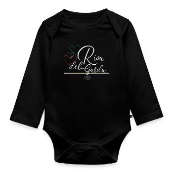 Riva del Garda, Gardasee - Baby Bio-Langarm-Body - Schwarz - Vorne
