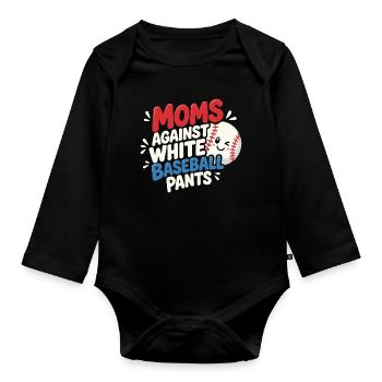 Maman Baseball : Humour Lessive et Sport - Body Bébé bio manches longues - noir - Devant