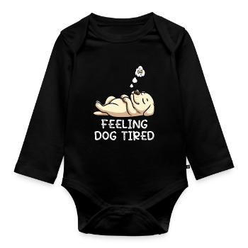 Feeling Dog Tired Labrador Labradorbesitzer Labbi - Baby Bio-Langarm-Body - Schwarz - Vorne