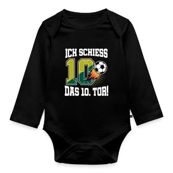 Ich Schiess 10. Tor Lustig 10. Geburtstag Fußball - Baby Bio-Langarm-Body - Schwarz - Vorne