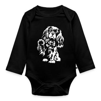Cavalier King Charles Spaniel "Black Edition" - Organic Longsleeve Baby Bodysuit - black - Front