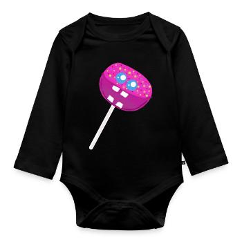 Funny lollipop lollipops kids kid - Organic Longsleeve Baby Bodysuit - black - Front