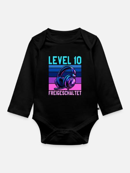 10. Geburtstag Junge Mädchen Legende Level 10 - Baby Bio-Langarm-Body - Schwarz
