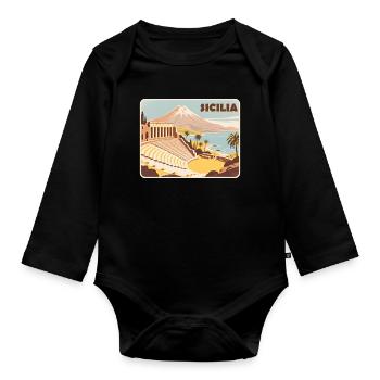 Sizilien - Baby Bio-Langarm-Body - Schwarz - Vorne