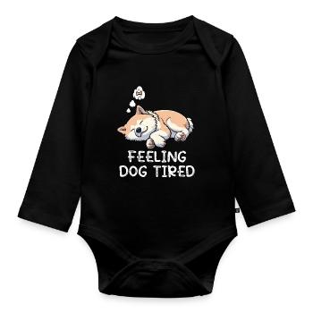 Se sentir fatigué par le chien Akita Akita Propriétaire Akitas - Body Bébé bio manches longues - noir - Devant