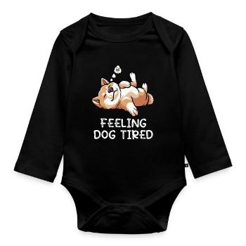 Se sentir fatigué par le chien Akita Akita Propriétaire Akitas - Body Bébé bio manches longues - noir - Devant