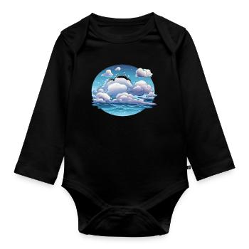 Circular clouds over the ocean - Organic Longsleeve Baby Bodysuit - black - Front