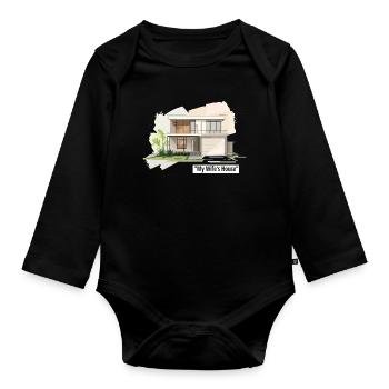 Ultra Modern Family Home Illustration - Organic Longsleeve Baby Bodysuit - black - Front