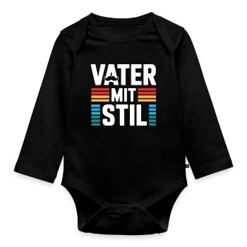 Familienvater Papa Geschenk Väter Vatertag - Baby Bio-Langarm-Body - Schwarz - Vorne