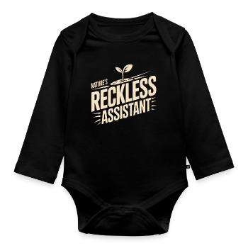 Nature's Reckless Assistant - Organic Longsleeve Baby Bodysuit - black - Front