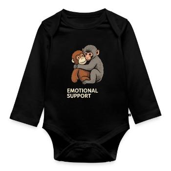 Emotional Support Baby Monkey Punch - Organic Longsleeve Baby Bodysuit - black - Front
