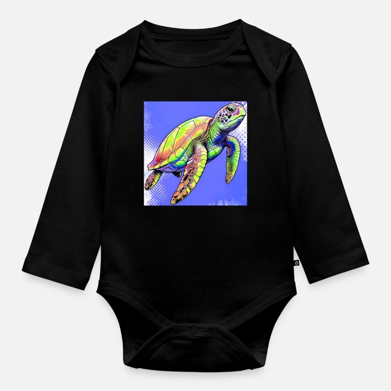 tortue - Body Bébé bio manches longues - noir